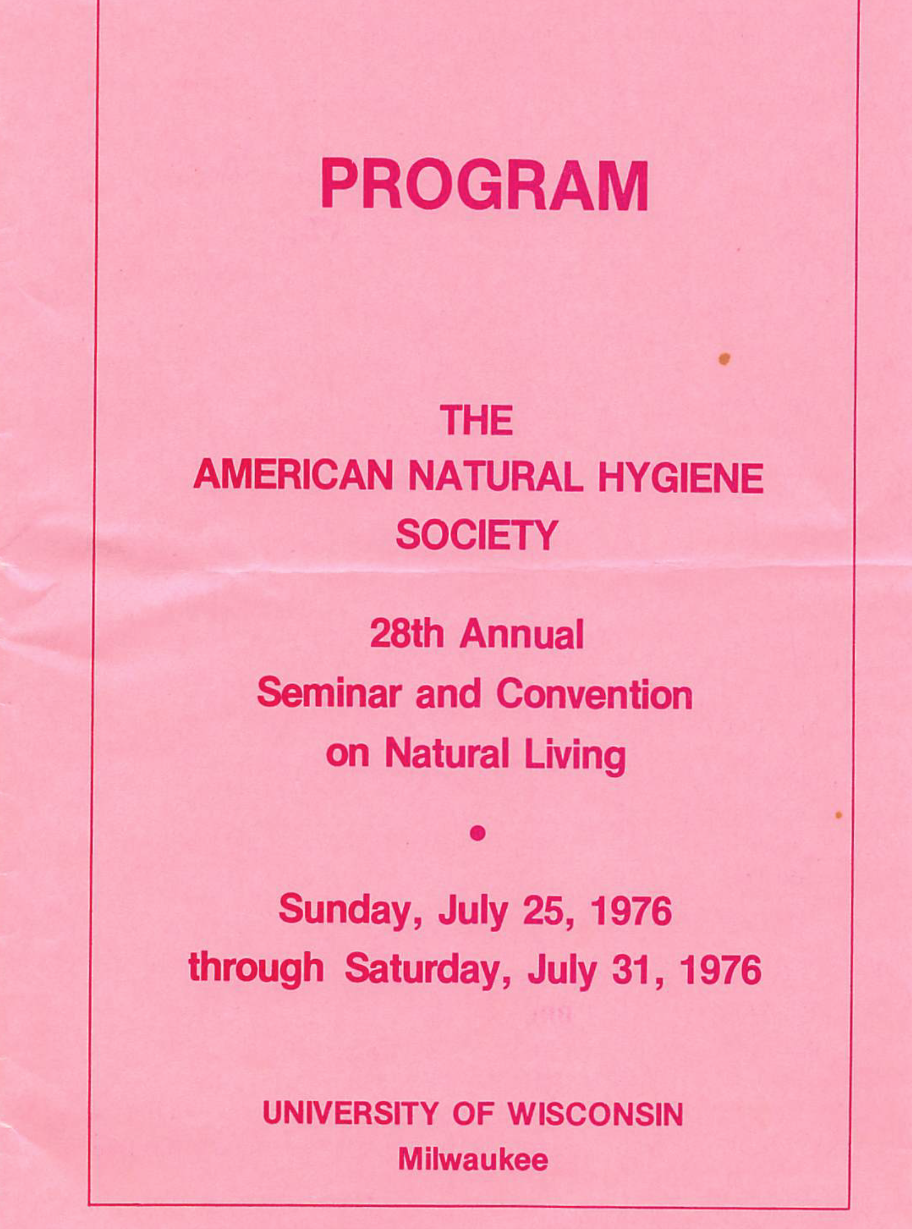 Conference Program. Milwaukee, 1976
